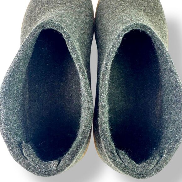 Glerups Wool Slip On Shoes Slippers Loafers Forest Green Honey Rubber 46 / 12 - Picture 9 of 12